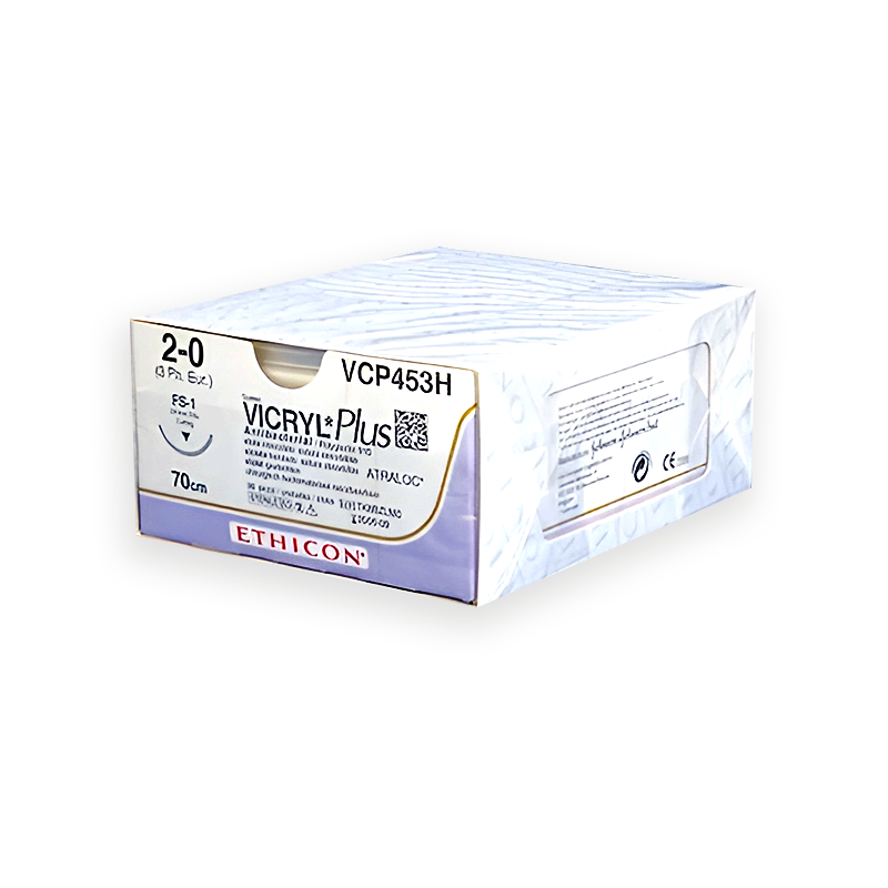 VICRYL PLUS фіолетовий 90см USP1 одна голка, тип колюча, 48мм, 1/2 кола